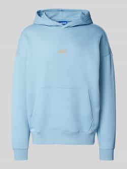 Hugo Blue Hoodie met labelprint model 'Nazardo'