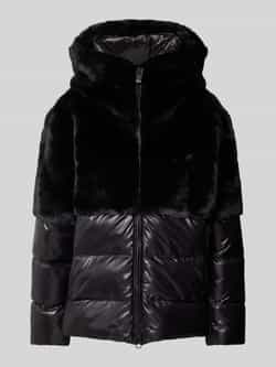 Blauer Polyester Parka Jas met Rits Capuchon Black Dames