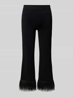 TONI Flared cut broek van viscosemix met franjes