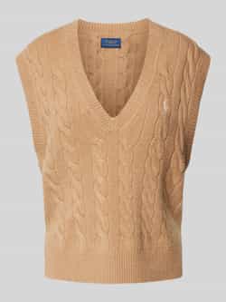Ralph Lauren Punto Polo slv vn po-sleeveless-pullover 211949994001 collection camel Brown Dames