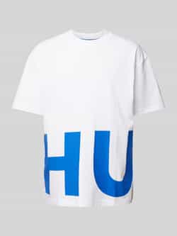 Hugo Blue T-shirt met labelprint model 'Nannavaro'