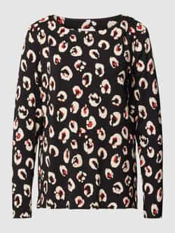 S.Oliver fijngebreide jersey top met all over print zwart ecru rood