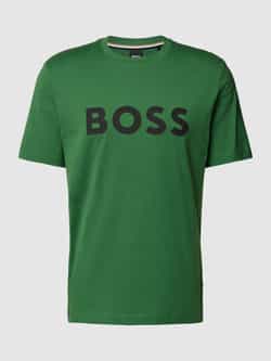 Hugo Boss Katoenen Boss Logo T-shirt Green Heren