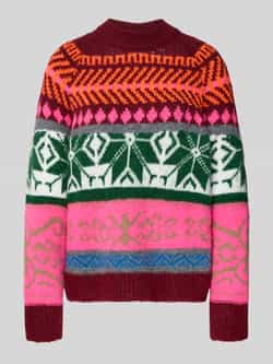 Essentiel Antwerp Loose fit gebreide pullover met meerkleurig motief model 'IRELANDO'