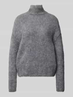 Milano italy Regular fit gebreide pullover met opstaande kraag en mix van wol en mohair