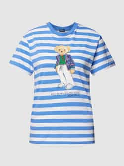 Polo Ralph Lauren Blauwe Gestreepte T-shirts en Polos met Berenprint Blue Dames