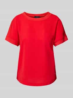 Monari T-shirt met geribde ronde hals