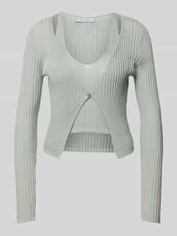 Guess Geribbelde V-hals Cardigan Sweater Gray Dames