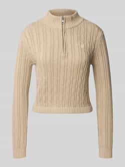 Guess Jeans Gebreide pullover met kabelpatroon en polokraag