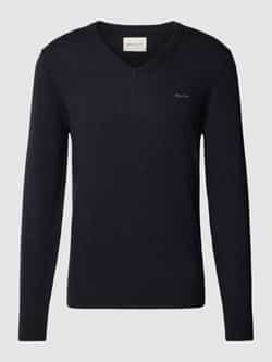 Gant Gebreide pullover van lamswolmix met V-hals