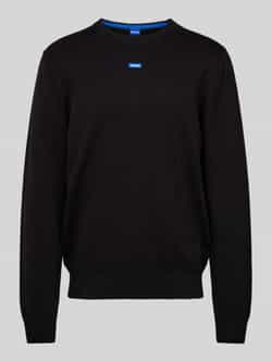 Hugo Blue Gebreide pullover met logostitching model 'San Cosmo'
