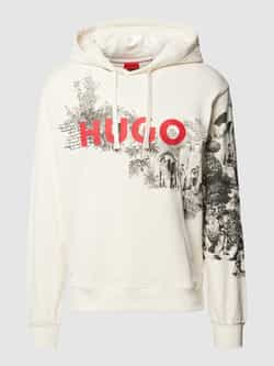 Hugo Boss Trendy hoodie met seizoensgrafische print White Heren