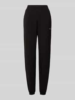 Guess Zwarte Bedrukte Vetersluiting Broek Vrouwen Herfst Winter Black Dames