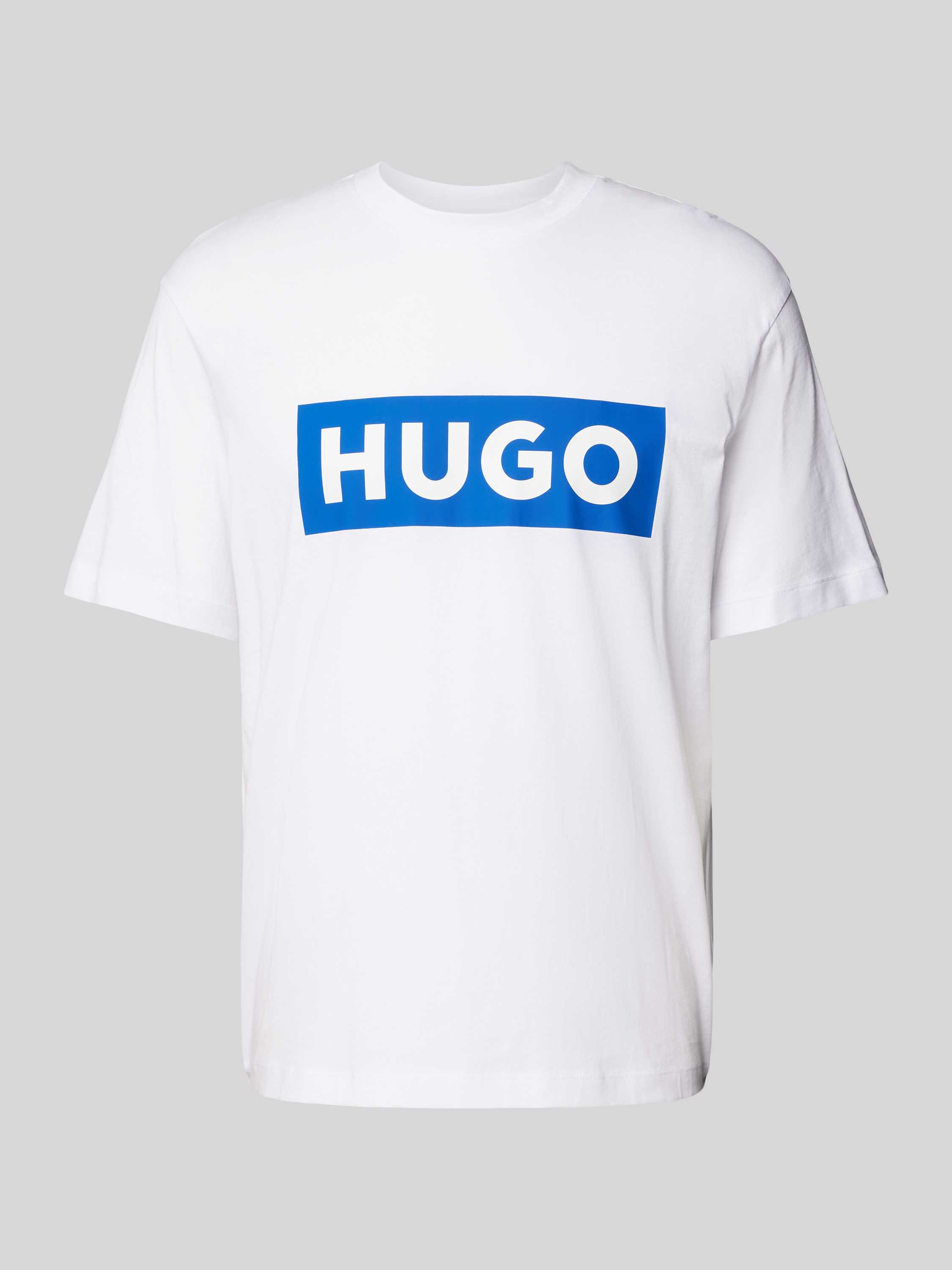 Hugo Blue T-shirt met labelprint model 'Nico'