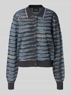 Scotch & Soda Gebreid jack van viscosemix met platte kraag en knoopsluiting