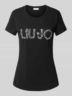 Liu Jo White T-shirt met label met siersteentjes