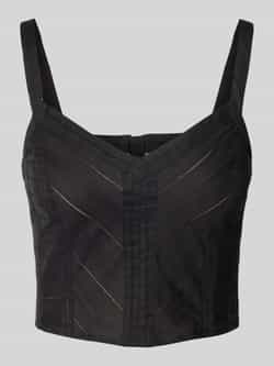 Drykorn Korte top met afgeronde V-hals model 'IRELLA'
