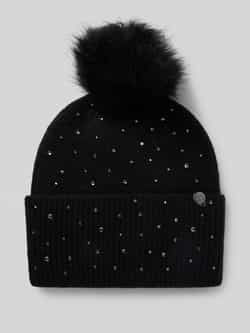 Guess Zwarte Gebreide Beanie met Zilveren Stenen Black Dames
