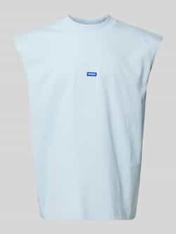 Hugo Blue Tanktop met labeldetail model 'Navertz'