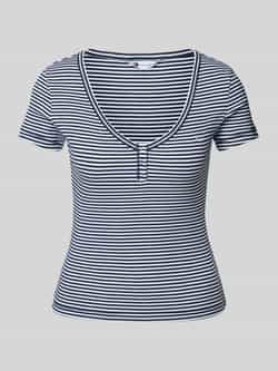 Tommy Jeans Slim fit T-shirt met afgeronde V-hals model 'HENLEY'