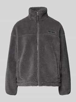 Review Fleecejack met opstaande kraag en labeldetail