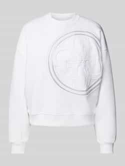 Guess Witte Katoenen Oversized Crewneck Sweatshirt met Geborduurd Maxi 4G Logo en Strass White Dames