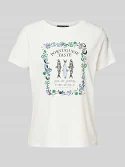 Comma T-shirt met motief- en statementprint