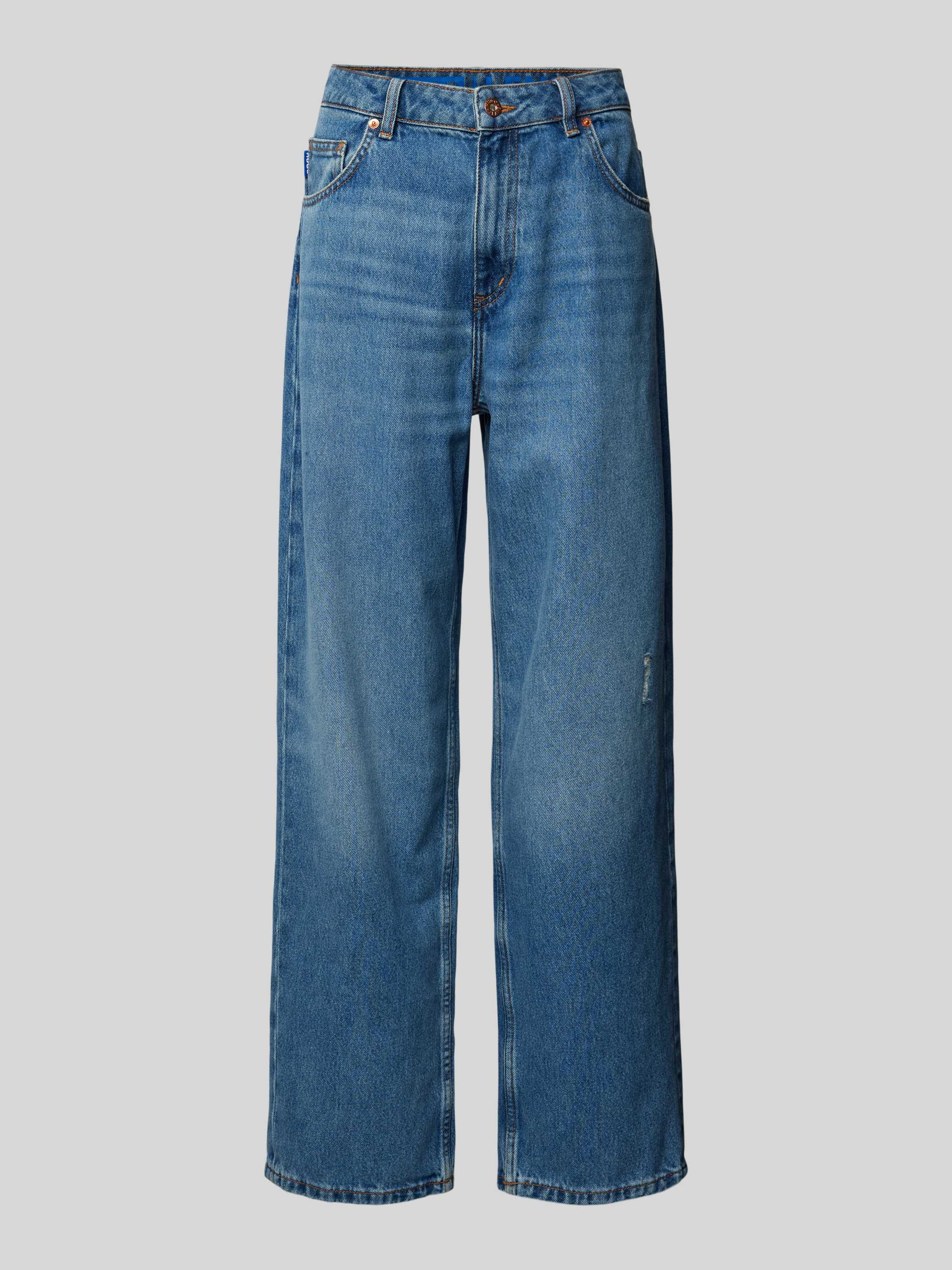 Hugo Blue Loose fit jeans met labeldetails model 'Leni'