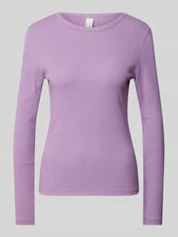 QS Shirt met lange mouwen en geribde ronde hals