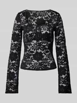 Pieces Regular fit kanten bovenstuk met lange mouwen model 'AMALIE'