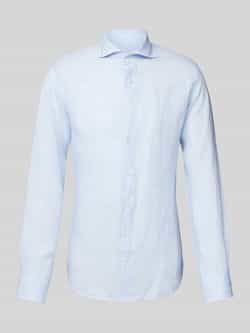 Profuomo Slim fit linnen overhemd met haaikraag