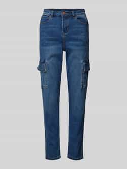 Kaffe Slim-fit Cargo Jeans met hoge taille en zijzakken Blue Dames