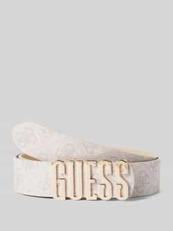 Guess Riem van rundleermix met all-over logomotief