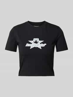 Low Lights Studios Kort T-shirt met labelprint model 'SUPERSTAR'