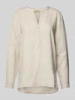 MOS MOSH Regular fit linnen blouse met tuniekkraag model 'Danna'