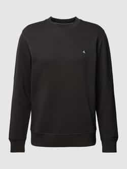 Calvin Klein Zwarte Sweater Regeneratief Katoen Geborduurd Logo Black