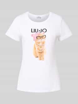 Liu Jo White T-shirt met labeldetail