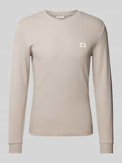 CALVIN KLEIN Heren Truien & Vesten Woven Label Waffle Ls Tee Zand