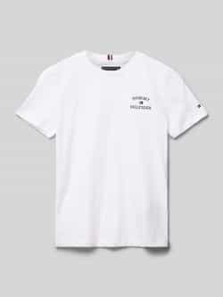 Tommy Hilfiger T-shirt wit Jongens Katoen Ronde hals Effen 164
