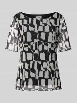 S.Oliver BLACK LABEL top met all over print en mesh zwart ecru