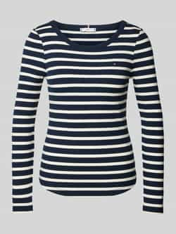 TOMMY HILFIGER Dames Tops & T-shirts Slim 5x2 Rib O-nk Ls Blauw