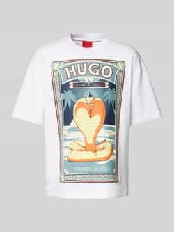 HUGO T-shirt met motief- en labelprint model 'Dicobri'