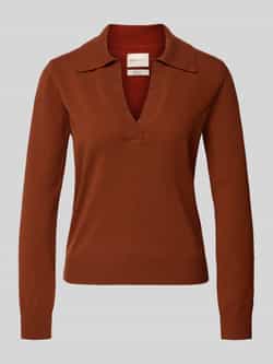 Gant Gebreide pullover van wol met platte kraag en V-hals