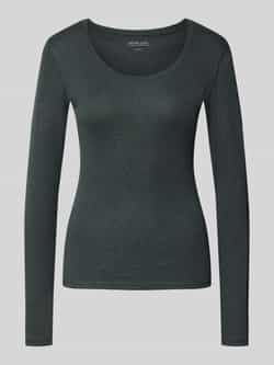 Opus Shirt met lange mouwen en geribde ronde hals model 'Sorana'