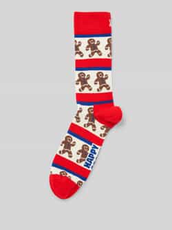 Happy Socks Sokken met motiefstitching model 'Gingerbread Stripe'