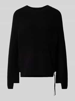 Oui Gebreide pullover met geribde ronde hals