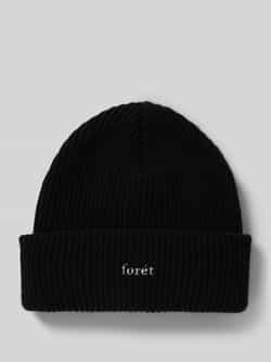 Forét Beanie van wolmix met labelstitching