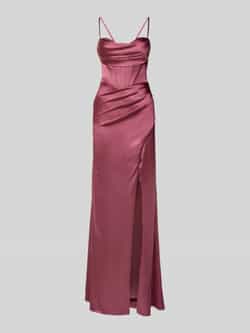 Luxuar Avondjurk van satijn met loopsplit en vetersluiting aan de achterkant