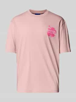 Hugo Blue T-shirt met labelprint model 'Nodiwop'