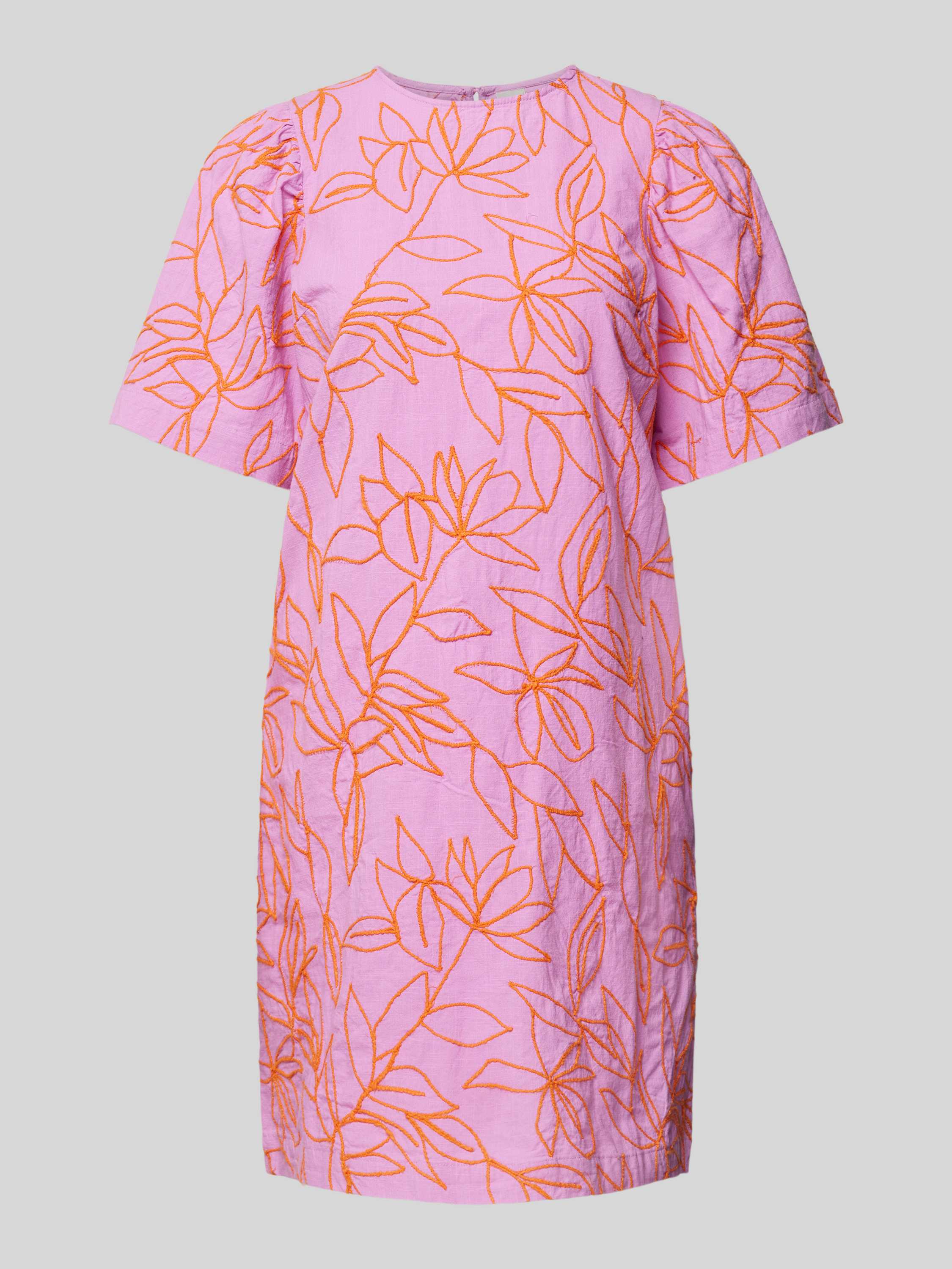 Y.A.S jurk YASCONEA met all over print en borduursels roze lila oranje